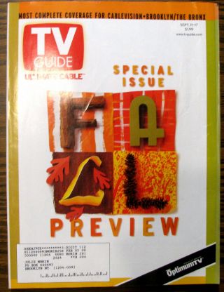 Large Tv Guide September Sep 11 - 17 1999 Special Issue Fall Preview Rare