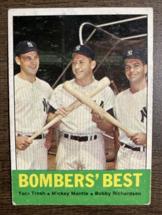 1963 Topps 173 Bombers Best Mickey Mantle York Yankees Hof