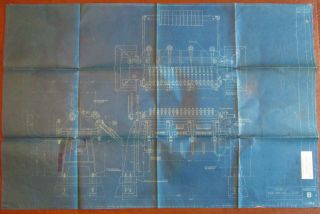 Antique 1928 Oliver United Filters Erection Blueprint,  Mantle 26.  75 " T X 40.  5 W