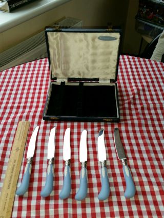 Rare 1930s Wedgwood Jasperware Boxed Butter Cutlery By Mappin & Webb Pistol.
