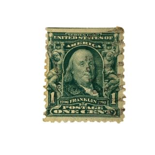 Rare No Top Perforation Ben Franklin 1 Cent Stamp Posted 1908 Bamforth Postcard