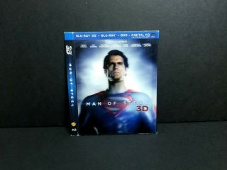 Man Of Steel 3d Lenticular Blu - Ray Slipcover Only.  Oop Rare.  No Discs Or Case