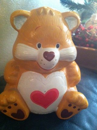 Tenderheart Bear Vintage Care Bears Rare Glass Bank Glass Collectible Red Heart