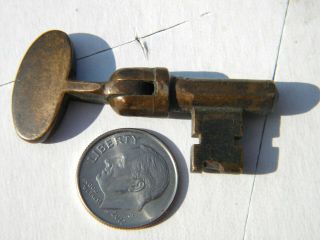 Very Strange & Rare One - Of - A - Kind Antique Hinged Folding Brass Key