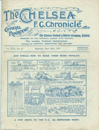 Rare Official Chelsea V Middlesbrough Prog 30/04/21 1920/21 Season