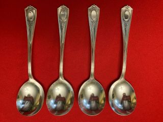 Louis Xvi Community Oneida Silverplate Set Of 4 Gumbo Soup Spoons 1911