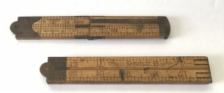 2 Antique.  Stanley Folding Wooden Rulers 32,  61