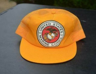 Vtg United States Marine Corps Mesh Snapback Trucker Cap Hat Made In U.  S.  A.