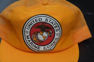 Vtg UNITED STATES MARINE CORPS Mesh Snapback Trucker Cap Hat Made In U.  S.  A. 2