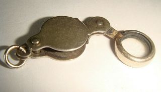 Lovely Rare Vintage Silver Opening Magnifying Glass In Case Charm