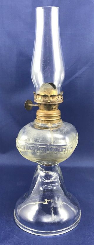 Antique Vintage Miniature Hurricane Kerosene Oil Lamp Circa 1900