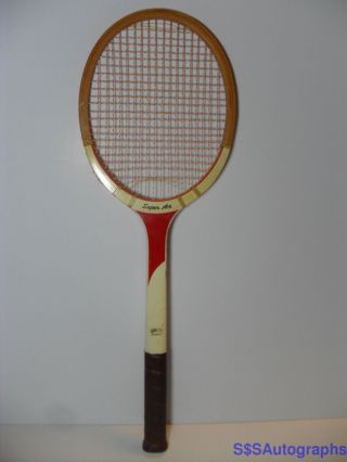 Antique Vintage 1950s Ace Model Wooden Wood Tennis Racquet Racket Japan
