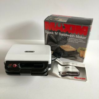 Vintage Maxim Snack N Sandwich Maker Cuts And Seals Scisser Action 5 Settings