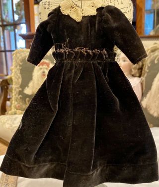664 Antique Velvet Doll Dress For Antique Bisque Or Early Lady Doll