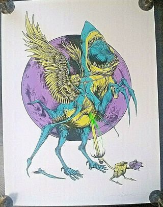 Rare Alex Pardee Signed/numbered Print: " Sharkasus " Small Print Run Of 100