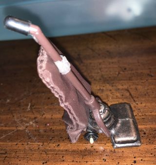 Miniature Doll House Metal Upright Vacuum Cleaner,  4”tall.