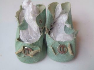 Antique Doll Shoes Marked 4 / 2.  25 " Long 11/8 " Wide Fit 16 " French Jumeau Bebe