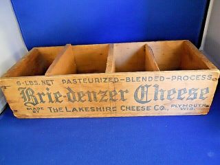 Vintage Antique Lakeshire Cheese Co.  Wood Crate Box Brie - Denzer Empty Usa