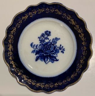 Lovely Antique Wh Grindley Shanghai Flow Blue Rose Plate Gold England 1891 - 1914?