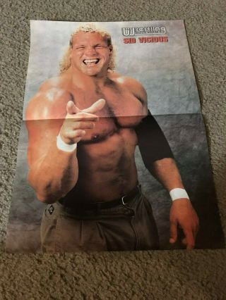 Vintage Sid Vicious Centerfold Poster Pwi Wcw Wwf 1990s Sycho Sid Rare