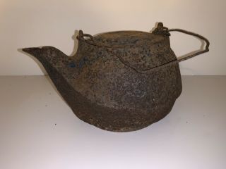 Antique 7 Cast Iron Tea Pot Kettle - Swivel Star Lid Chattanooga Primitive