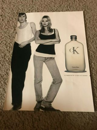 Vintage 1997 Calvin Klein Kate Moss Calvin Klein Poster Print Ad Ck 1990s Rare