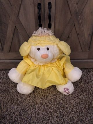 Vintage 1986 Fisher Price Puffalumps Yellow Lamb Sheep Plush With Dress