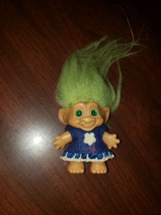 Vintage Troll With Green Eyes In Dress