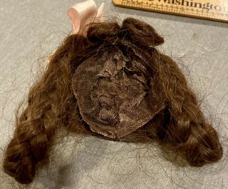 Antique 8” Human Hair Doll Wig For French And German Dolls 2