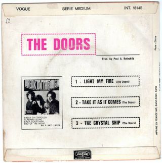 THE DOORS Light My Fire Rare 1967 French 3 - track 7 