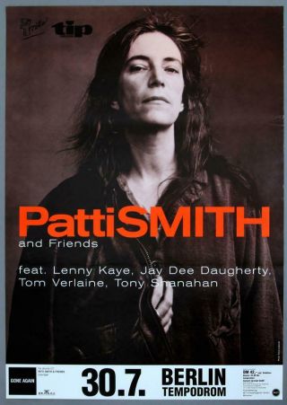 Patti Smith - Rare Vintage Berlin 1996 Gone Again Concert Poster