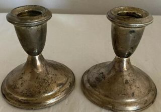 Empire Sterling Silver Weighted Candlesticks Holders Vintage