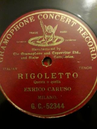Extremely Rare Enrico Caruso " Rigoletto " G & T 10 " 78