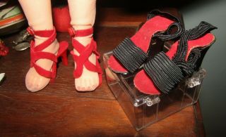 2 Pair Vintage Cissy Doll Miss Revlon Shoes Vintage Red High Heels Black Shoes