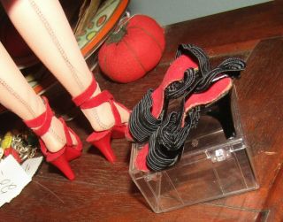 2 Pair Vintage CISSY DOLL Miss Revlon SHOES VINTAGE Red High Heels Black shoes 3