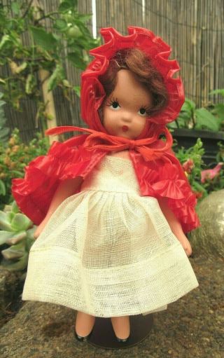 Vintage 5 1/2 " Nancy Ann Storybook Dolls 116 Little Red Riding Hood Bisque