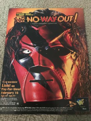 Vintage 1998 Wwf No Way Out Ppv Poster Print Ad Kane Wwe Rare