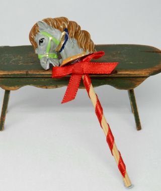 Vintage Metal & Wood Hobby Horse Artisan Dollhouse Miniature 1:12