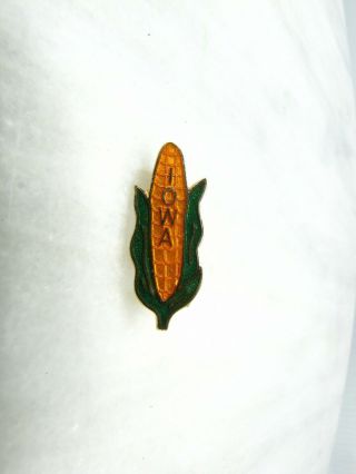 Iowa State Corn Cob Lapel Hat Brooch Pin Gold Tone Clasp Rare Vintage Cloisonne