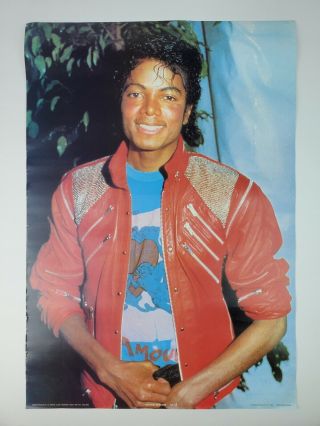 Vintage 1984 Michael Jackson Wall Poster Red Thriller Jacket Young Michael 24x16