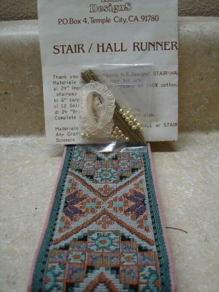 Dollhouse Miniatures Vintage Stair/hall Runner With Brass Rods By H.  B.  Designs
