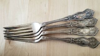 4 Antique Vintage Collectible Forks 7.  5 " Wm Rogers & Son Silver Plate - Aa,  Mono