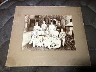 Very Early Cabinet Photograph Cricket Sport Game Boys Antique Large