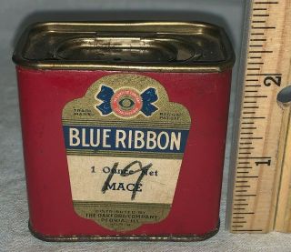 Antique Blue Ribbon Mace Spice Tin Oakford Peoria Il Country Store Can Grocery
