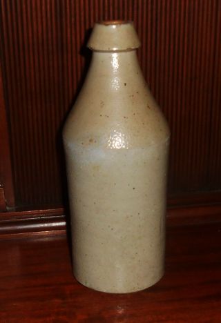 Antique 19th Century 1860 - 1880 Salt Glaze Stoneware Beer Bottle