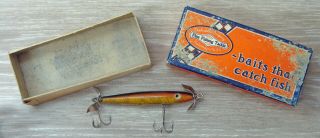 Vintage Shakespeare Slim Jim 6541 Wood Fishing Lure With Correct Box