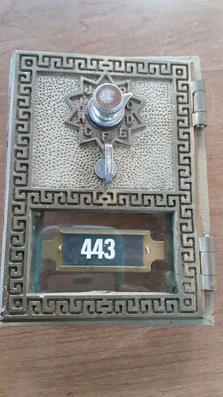 Vintage Antique Brass Us Post Office Mail Box Door National Combo