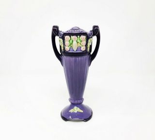 Antique Purple Eichwald Vase 1920s Art Nouveau Majolica Pottery 928/7 Czech
