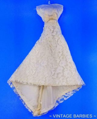 Barbie Doll Sized White Lace Dress Hong Kong Vintage 1960 