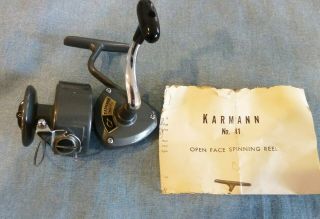 Vintage Karmann No.  41 Spinning Fishing Reel W/papers - Japan
